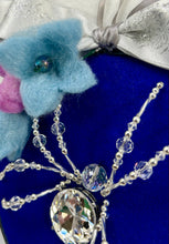 Load image into Gallery viewer, Large Cut Crystal Silver Bezel on Blue 6 Inch Hoop Spider

