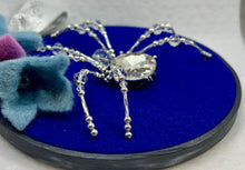 Load image into Gallery viewer, Large Cut Crystal Silver Bezel on Blue 6 Inch Hoop Spider
