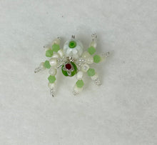 Load image into Gallery viewer, Hand Made Glass White Floral Jumping Spider

