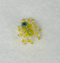 Load image into Gallery viewer, Hand Made Glass Yellow Floral Jumping Spider
