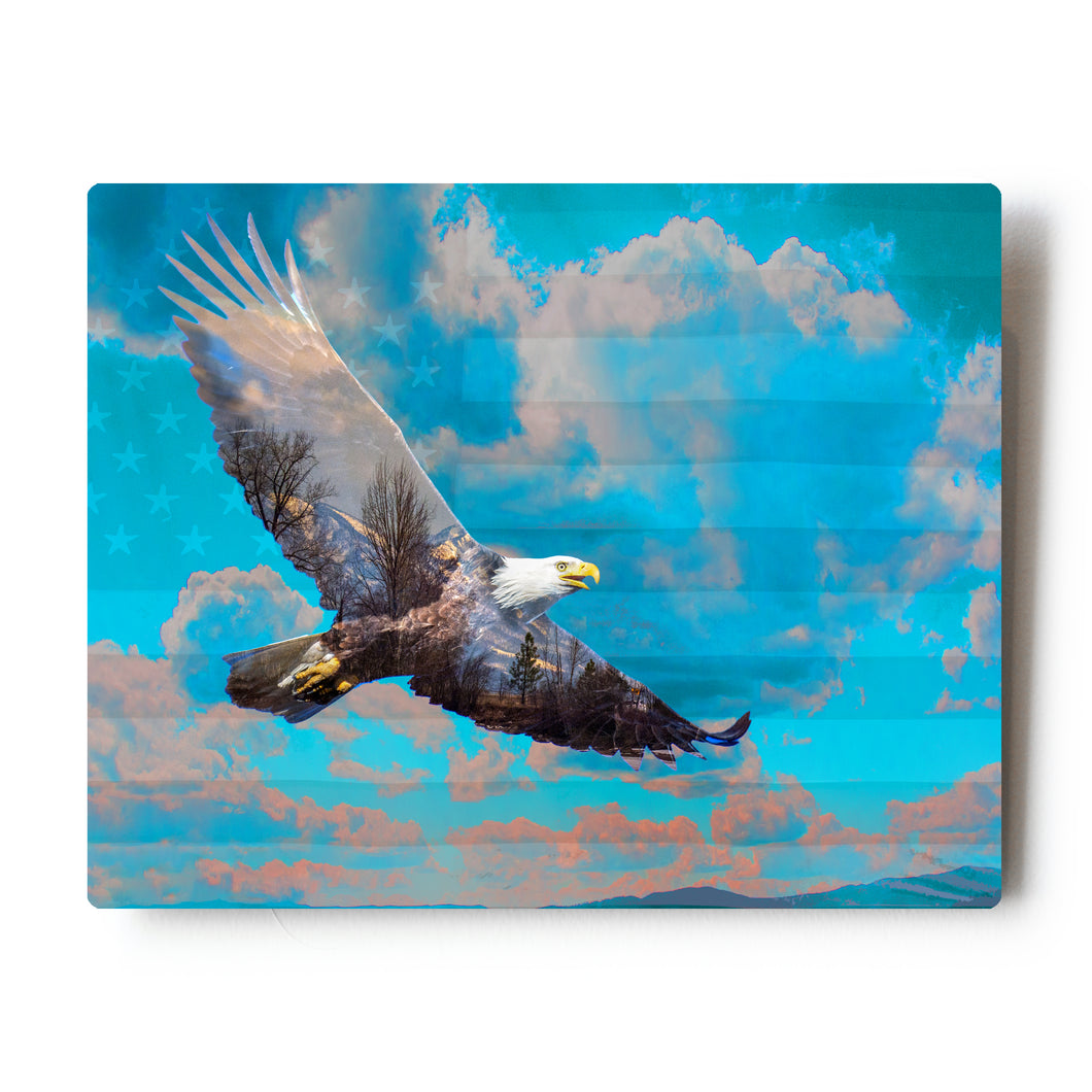 Triple Exposure Patriotic Eagle 8x10 Metal Print