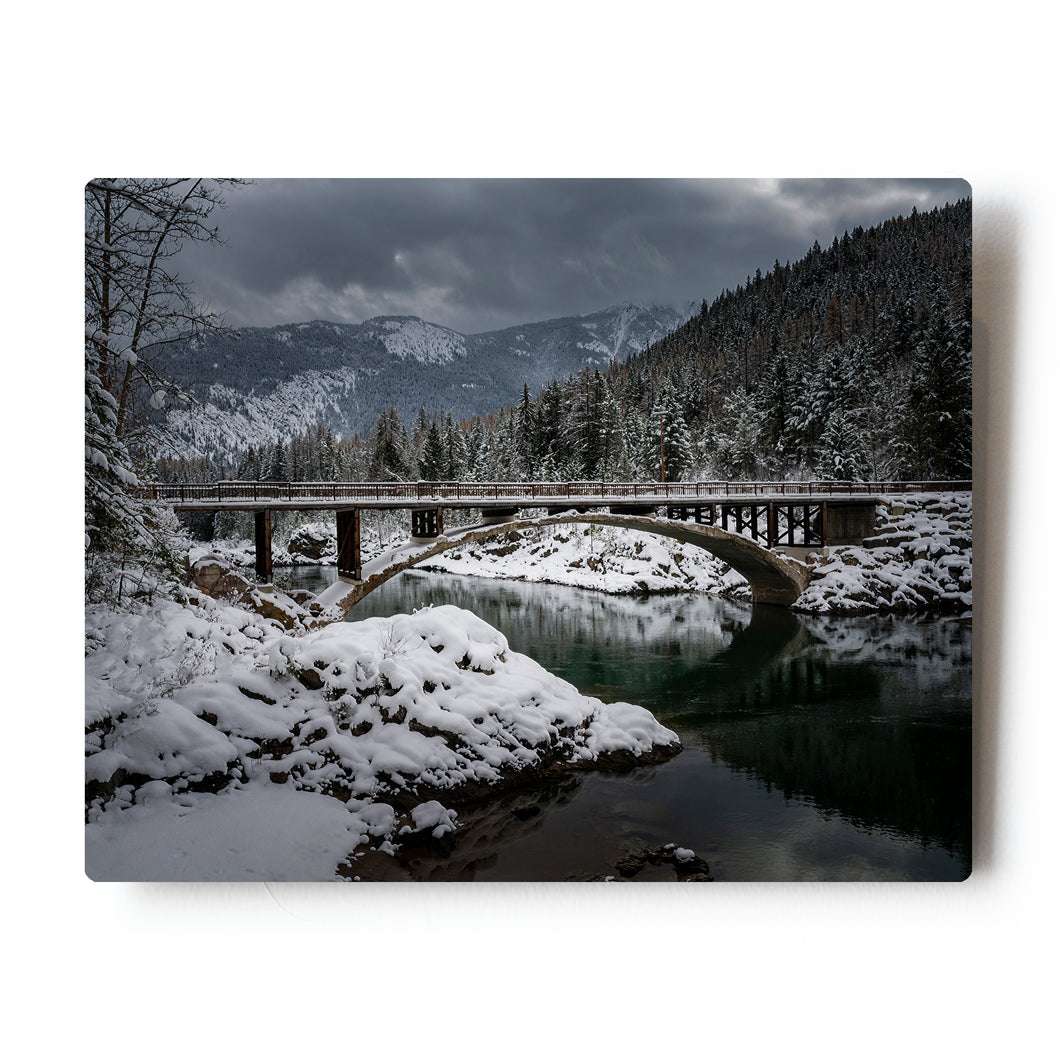 Belton Bridge in Winter Glacier National Park 8X10 Metal Print