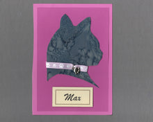 Load image into Gallery viewer, Handmade Custom Longhaired Cat Silhouette Pink Cat Blank Greeting Card
