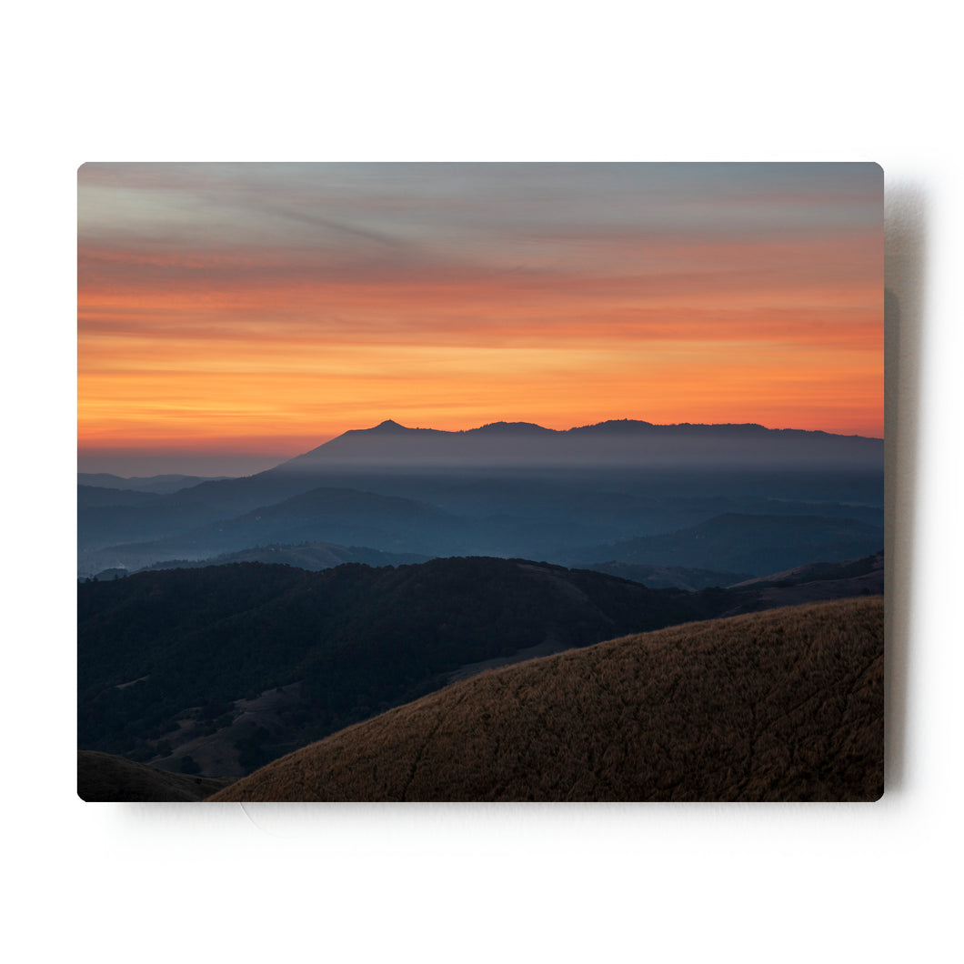 8 X 10 Photographic Metal Print Sunrise over Mount Tamalpais and the hills of Marin County