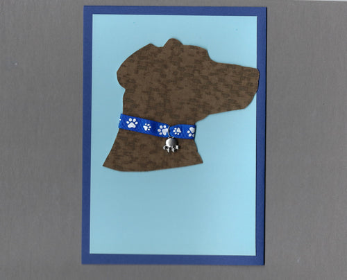 Handmade Custom Classic Dog Head Silhouette Blue Dog Blank Greeting Card