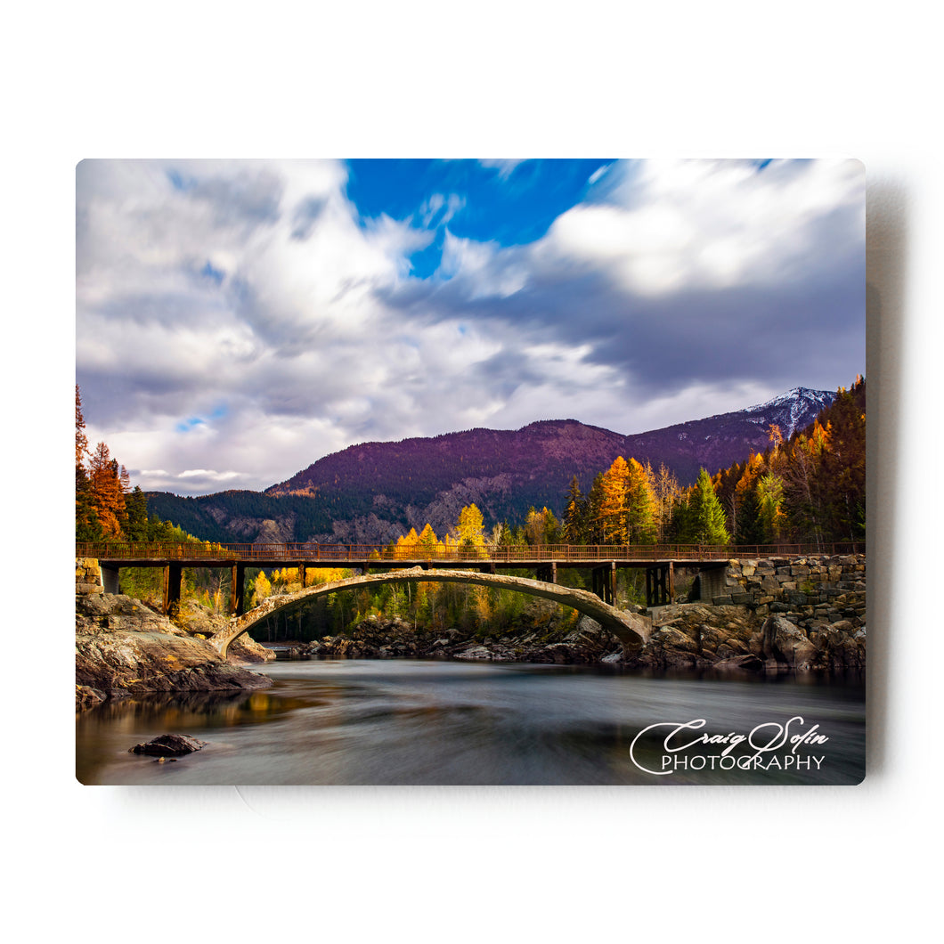 Fall Long Exposure at the famous Belton Bridge in Glacier National Park 8 X 10 Metal Print