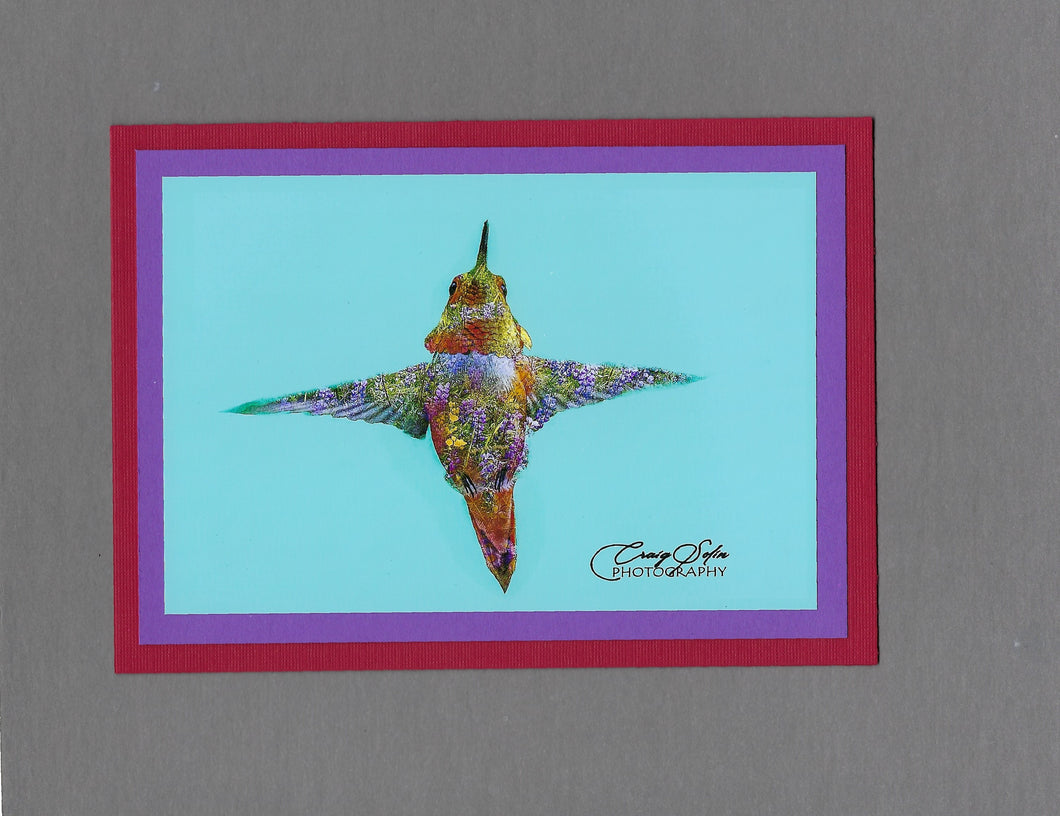 Handmade Double Exposure Photo Cards Hummingbird Blank Greeting Card