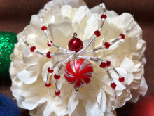 Load image into Gallery viewer, Beaded Peppermint Christmas Spider
