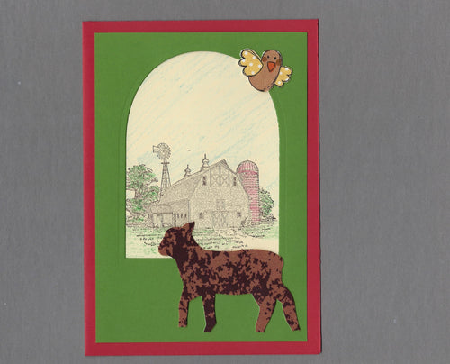 Handmade Custom Large Animal Lambert the Sheep or Lamb Blank Greeting Card