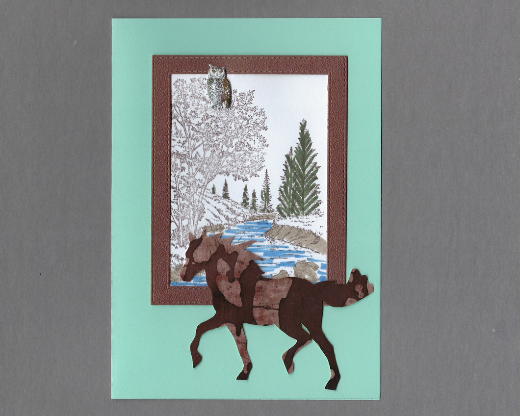 Handmade Custom Large Animal Spirit the Running Horse Blank Greeting Card