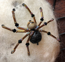 Load image into Gallery viewer, Beaded Black Lava Spiderling

