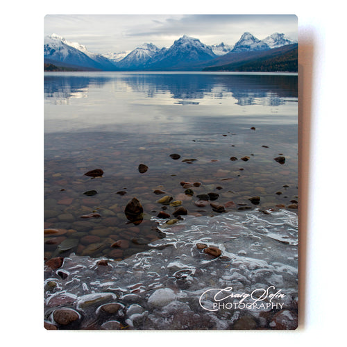Ice Forming on Lake McDonald in Glacier National Park 8 X 10 Photographic Metal Print