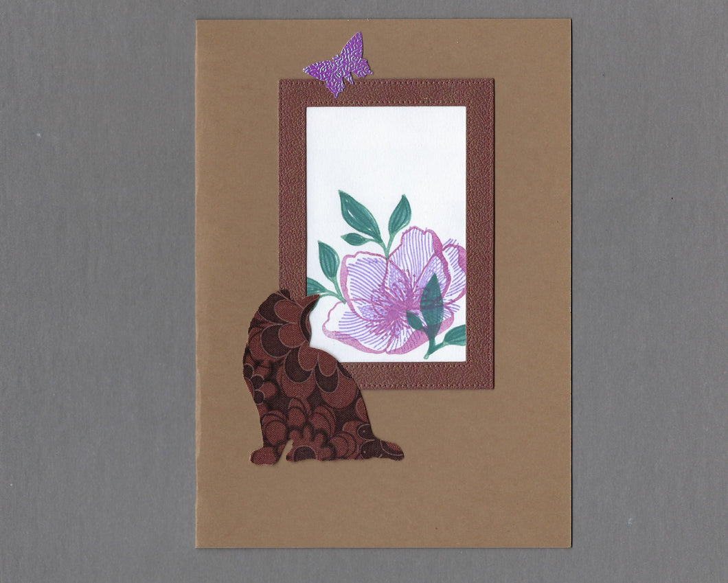 Handmade Custom Fabric Maggie the Manx/Bobtail Cat Blank Greeting Card