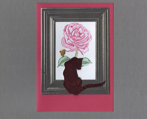 Handmade Custom Fabric Pepper the Pensive Cat Blank Greeting Card