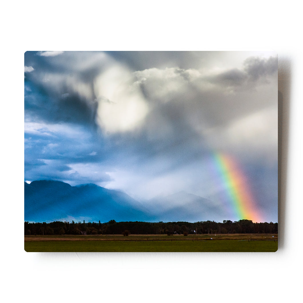 8 X 10 Photographic Metal Print Rainbow over the Swan Mountains
