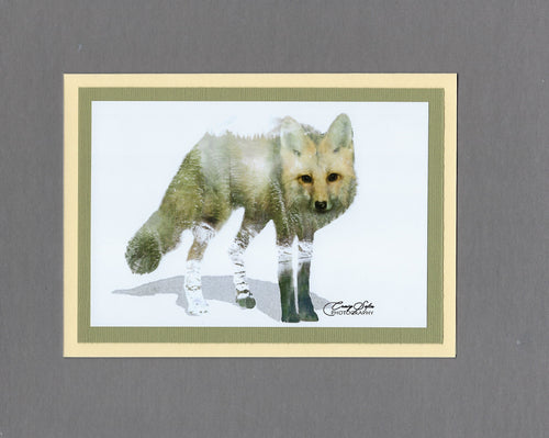 Handmade Double Exposure Photo Cards Red Fox Blank Greeting Card