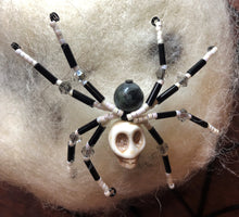 Load image into Gallery viewer, Beaded Howlite Skull Spiderling
