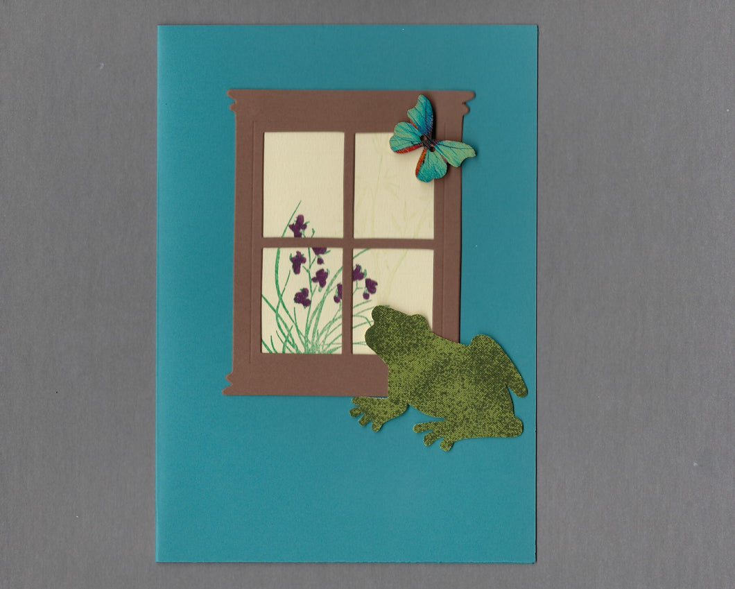 Handmade Custom Small Animal Archie the Frog or Toad Blank Greeting Card