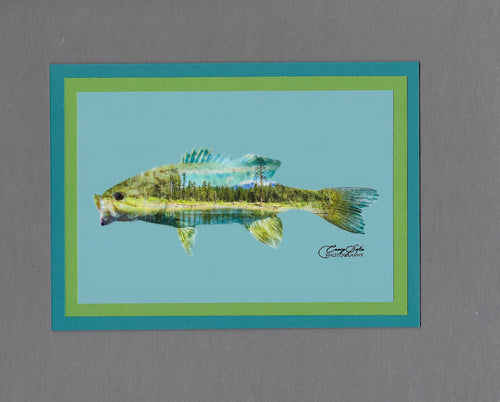 Handmade Double Exposure Photo Cards Smallmouth Bass Blank Greeting Card