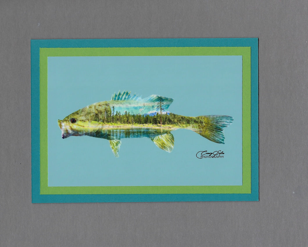 Handmade Double Exposure Photo Cards Smallmouth Bass Blank Greeting Card