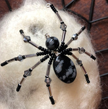 Load image into Gallery viewer, Beaded Snowflake Obsidian Spiderling

