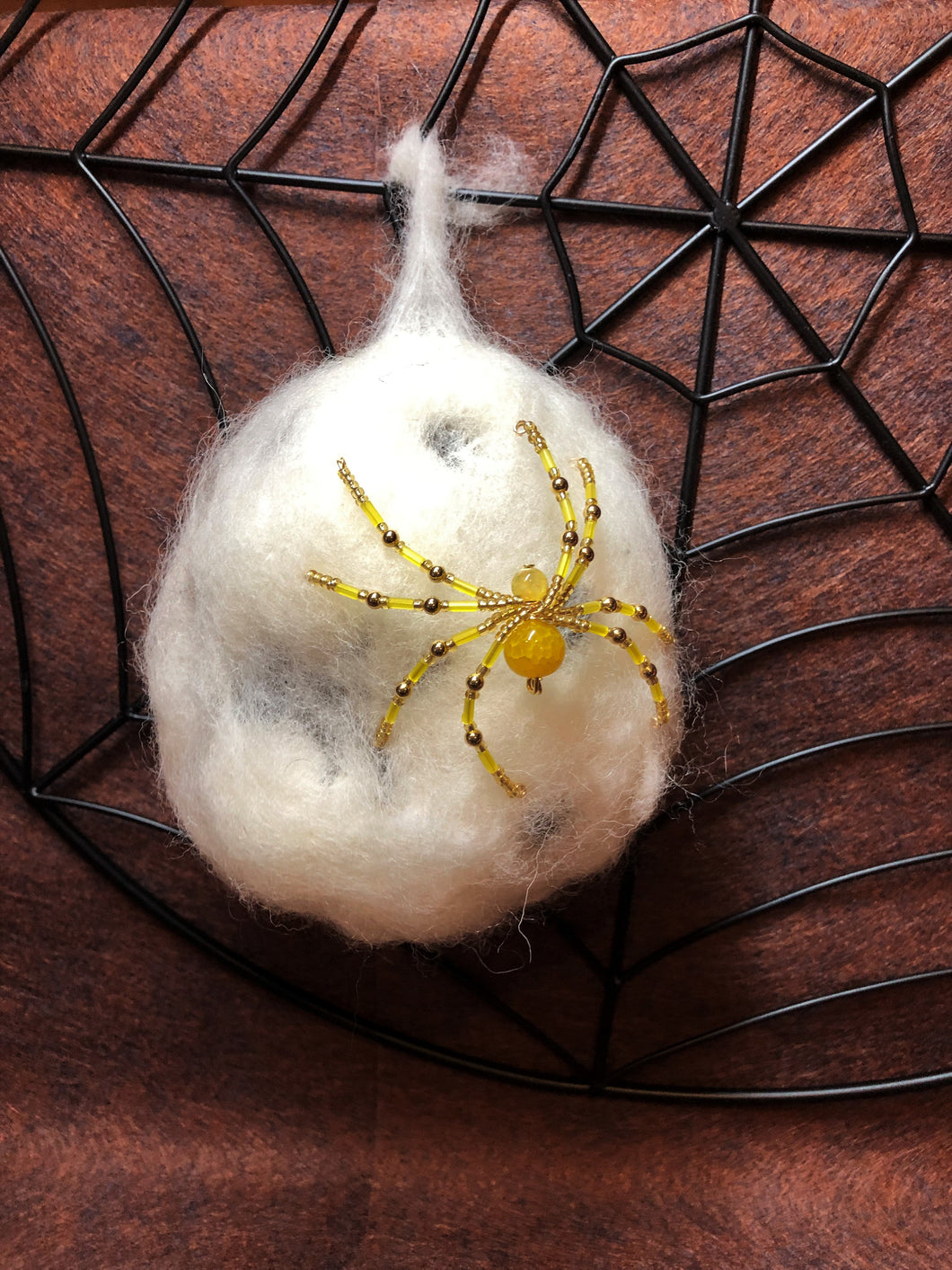 Beaded Yellow Agate Spiderling
