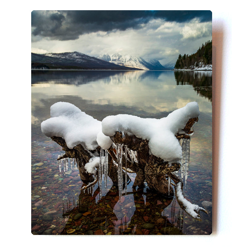 Icy reflection Lake McDonald 8X10 Metal Print