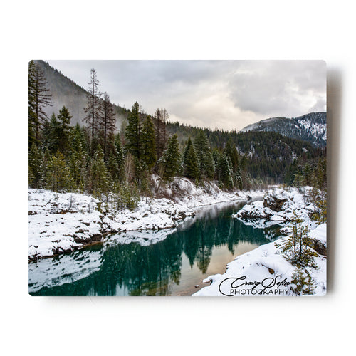 Snowy Middlefork Of The Flathead River 8 X 10 Photographic Metal Print